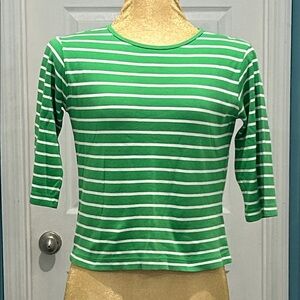 Westbound Green and White Striped 3/4 Sleeve Tee